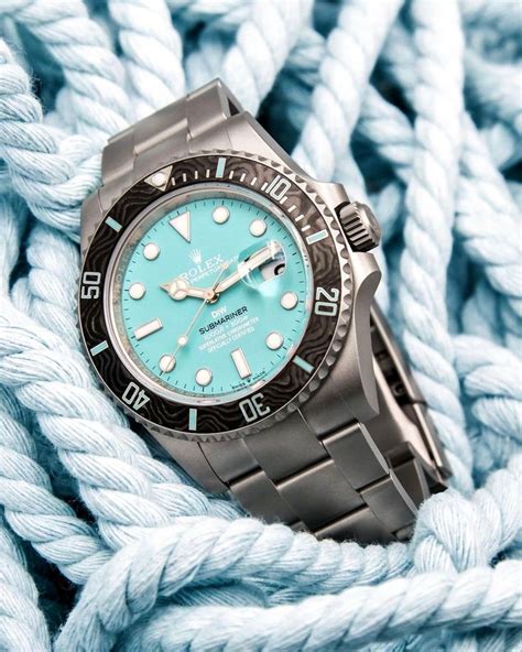 rolex submariner tiffany &|Rolex with tiffany blue dial.